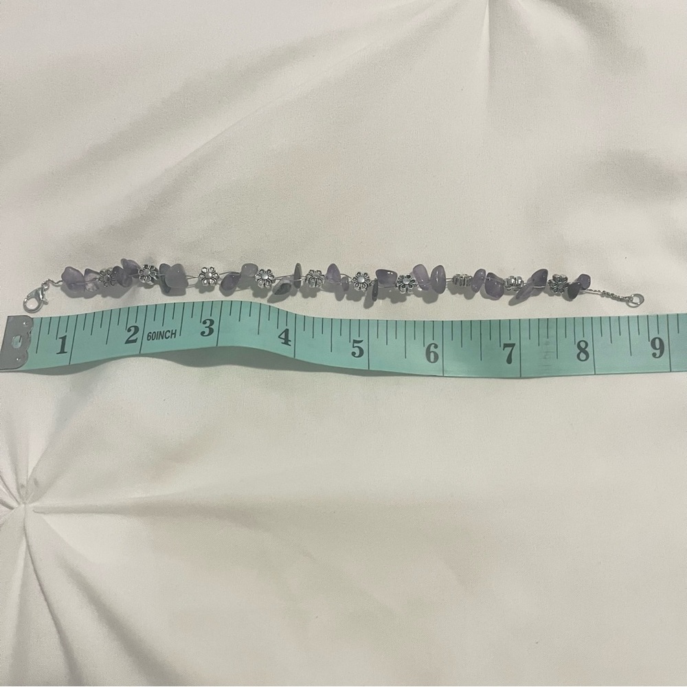 Amethyst Wire Wrap Beaded Bracelet Handmade Purple Silver NWT - Picture 4 of 4
